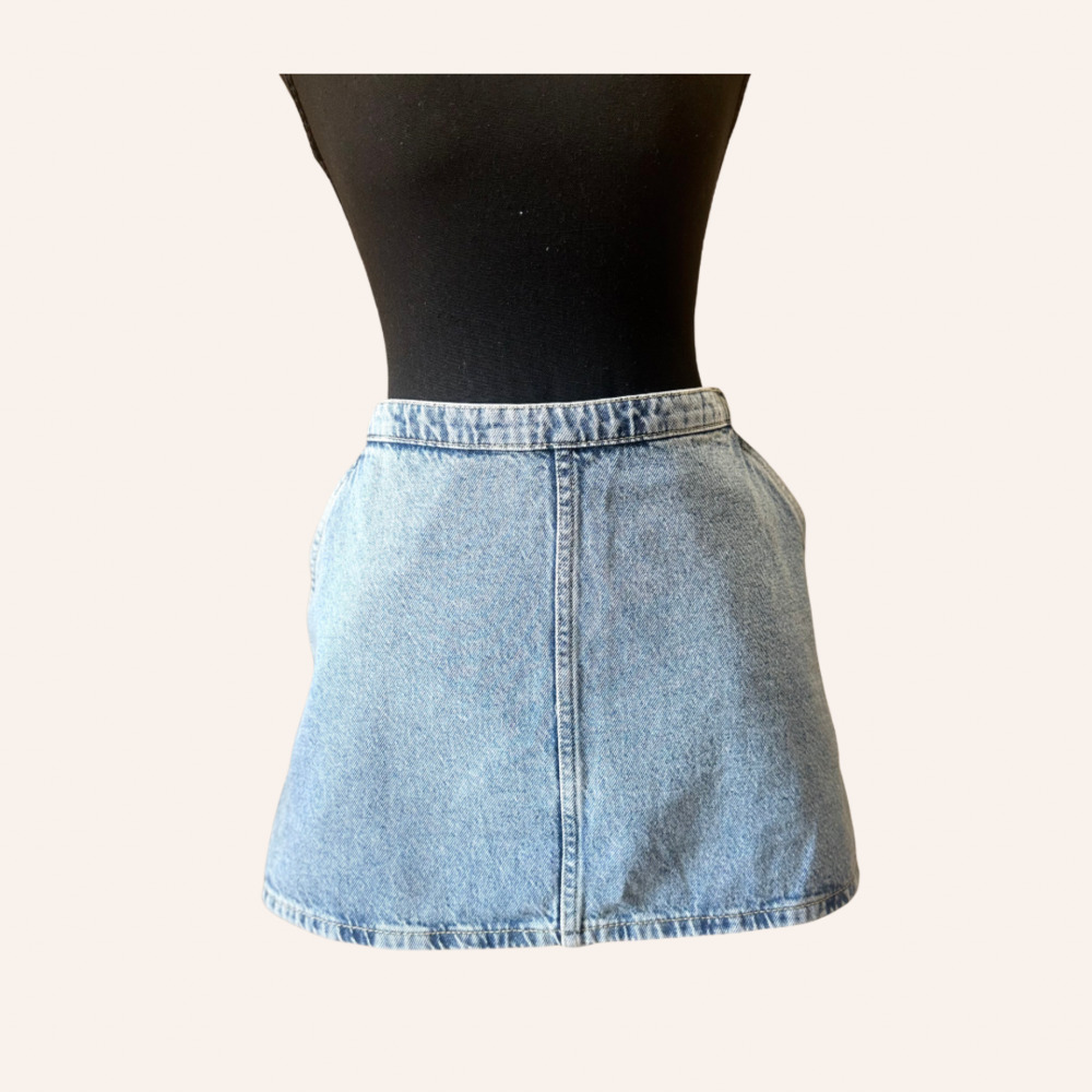H&M Divided Light Blue Denim Mini Skirt with Back Zipper